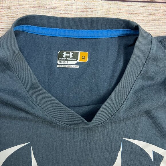 Under Armour Mens Blue Gray Performance Tee Size Medium Athletic Workout Shirt - Picture 3 of 6